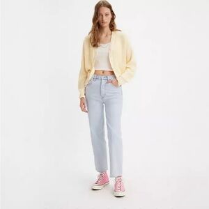 Custom altered Levi’s ribcage straight leg high waisted light wash jeans